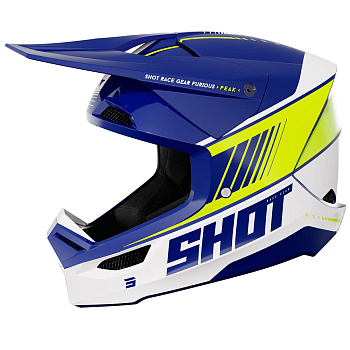 Шлем кроссовый SHOT FURIOUS PEAK Blue/White/Hi-Vis Green